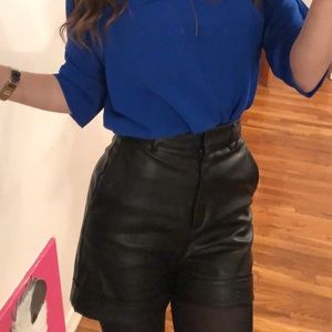 Express Super Hight Waisted Leather Cuffed Shorts✨